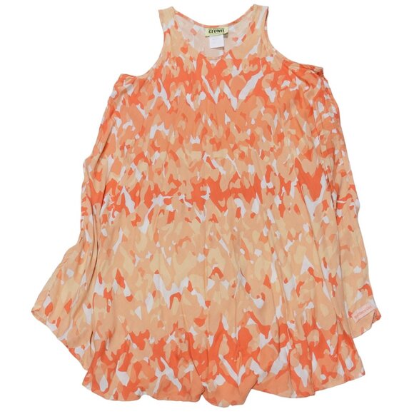 AMERICAN CROWN Women's Sleeveless Orange Abstract Print Dress One Size Fits Most - Picture 6 of 10